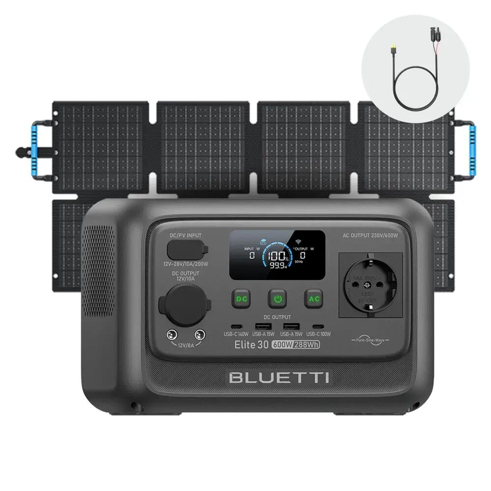 Преносим соларен генератор BLUETTI Elite 30 V2 с 288Wh + 60W панел за къмпинг