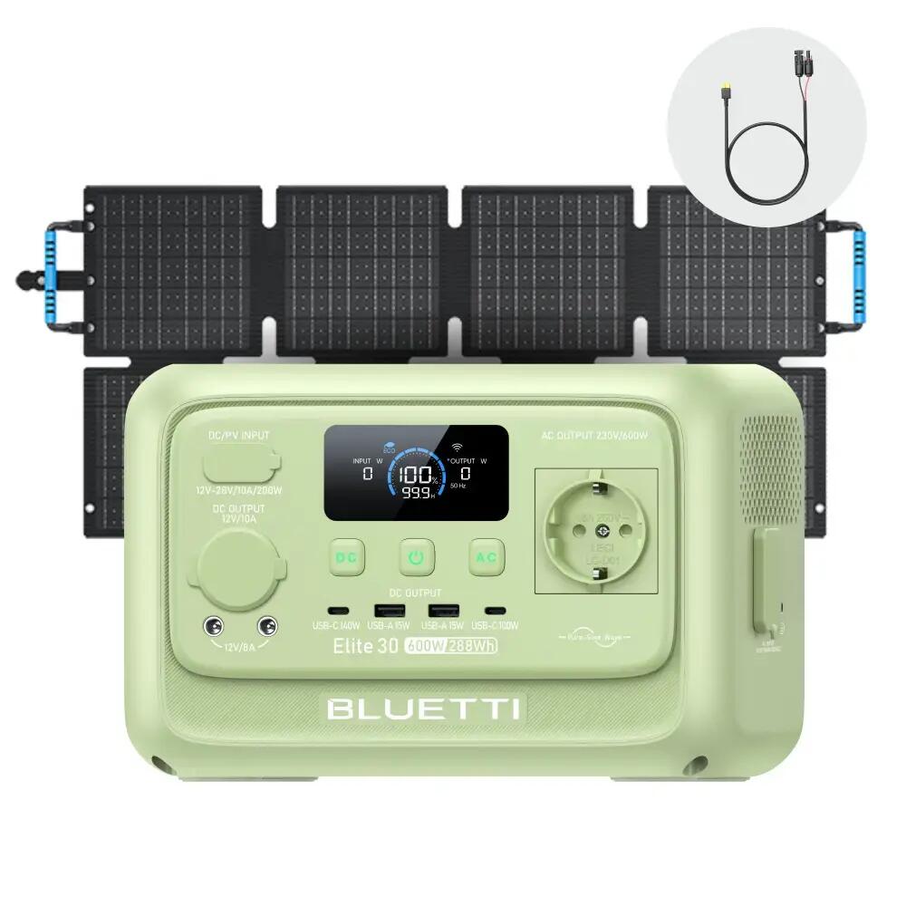 Преносим соларен генератор BLUETTI Elite 30 V2 с 288Wh + 60W панел за къмпинг