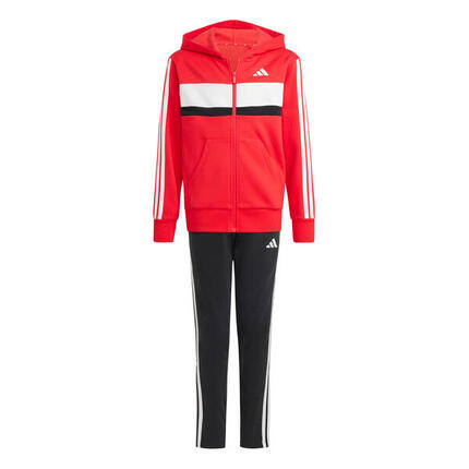 Adidas rood trainingspak junior - fleece set met 3 strepen