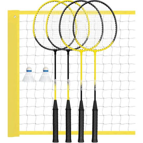 Jeu de badminton - 4 raquettes + 2 volants + filet