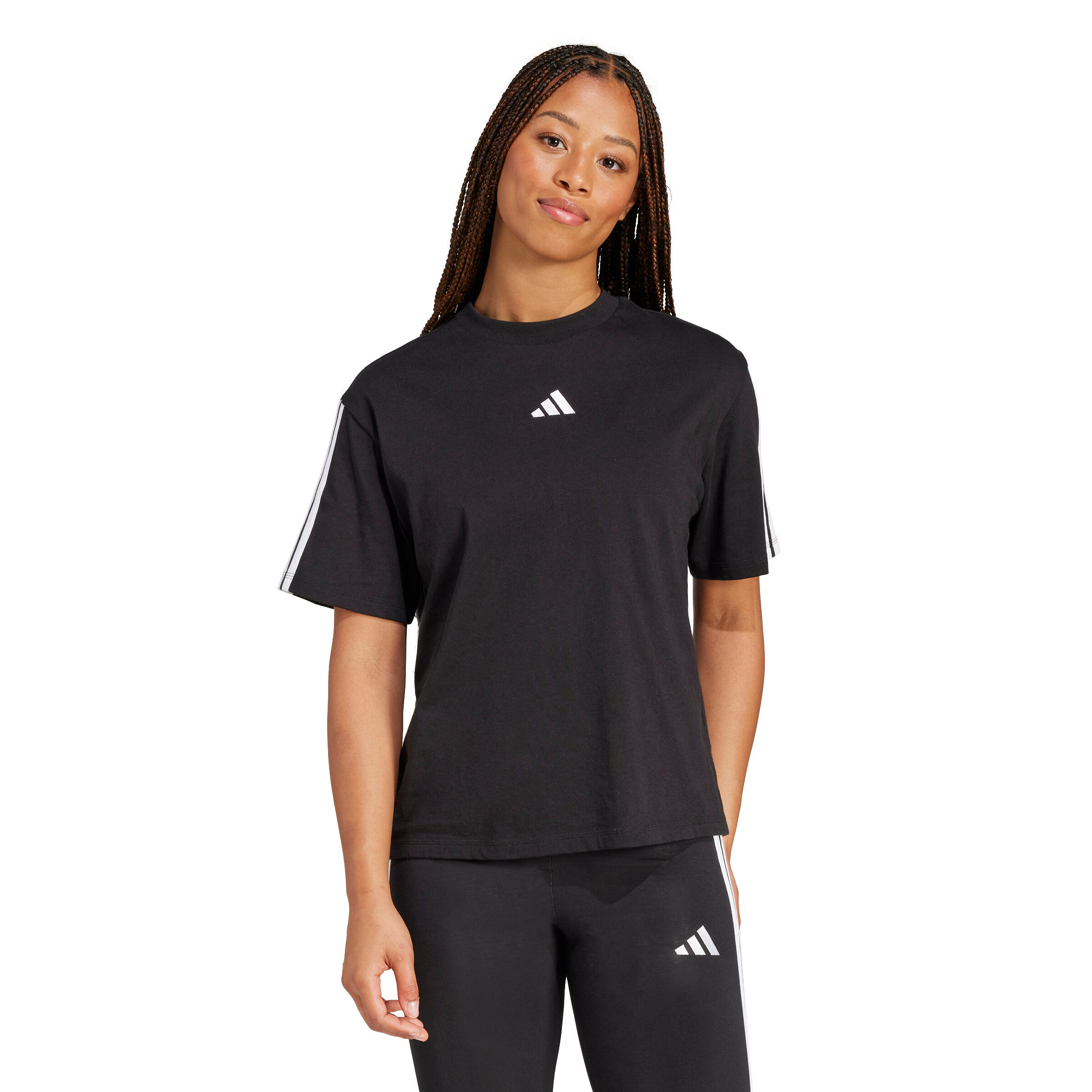 T-shirt boyfriend da mulher adidas Essentials 3-Stripes 2/6
