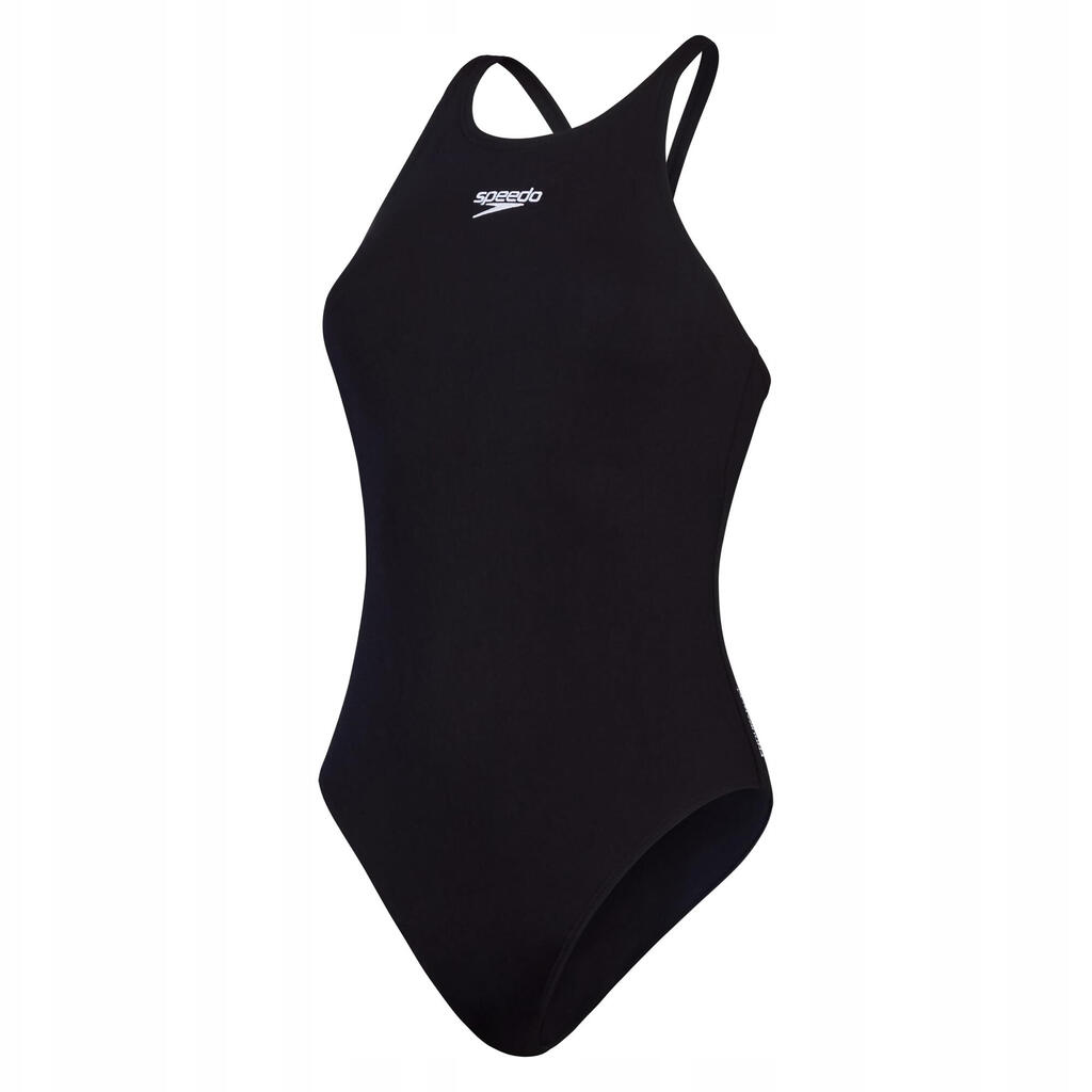 Womens/Ladies Endurance+ Round Neck One Piece Swimsuit (Black)