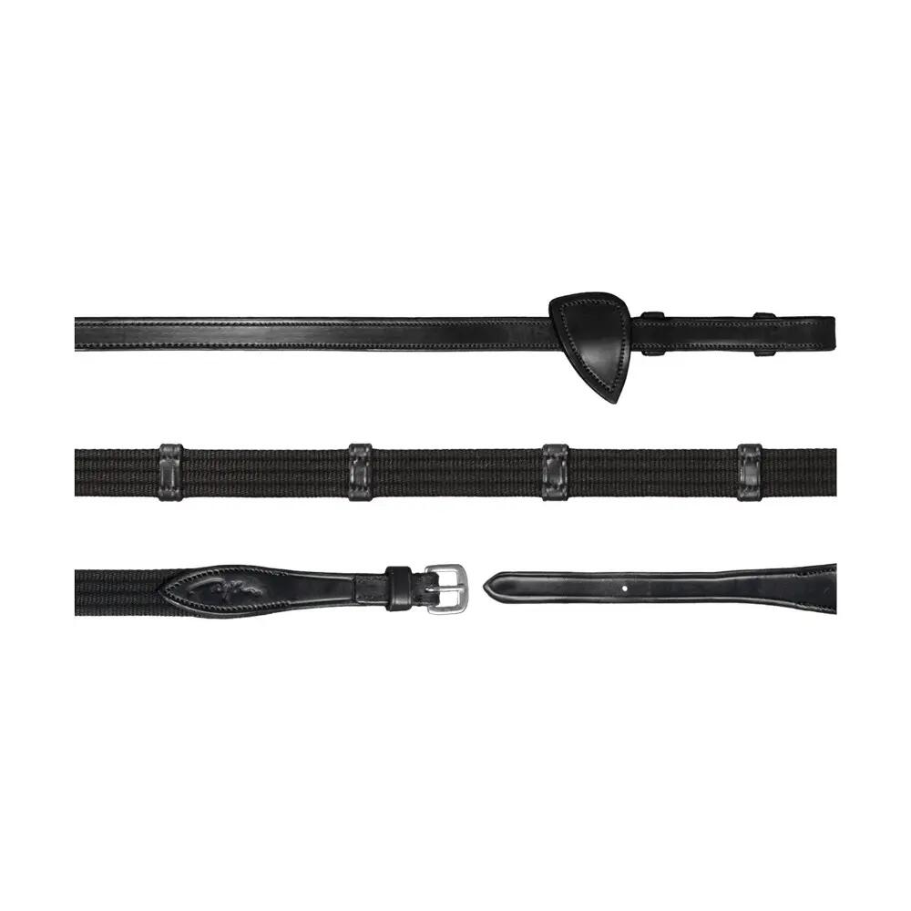 Leather and fabric horse reins with 9 retractors Dy'on 5/8