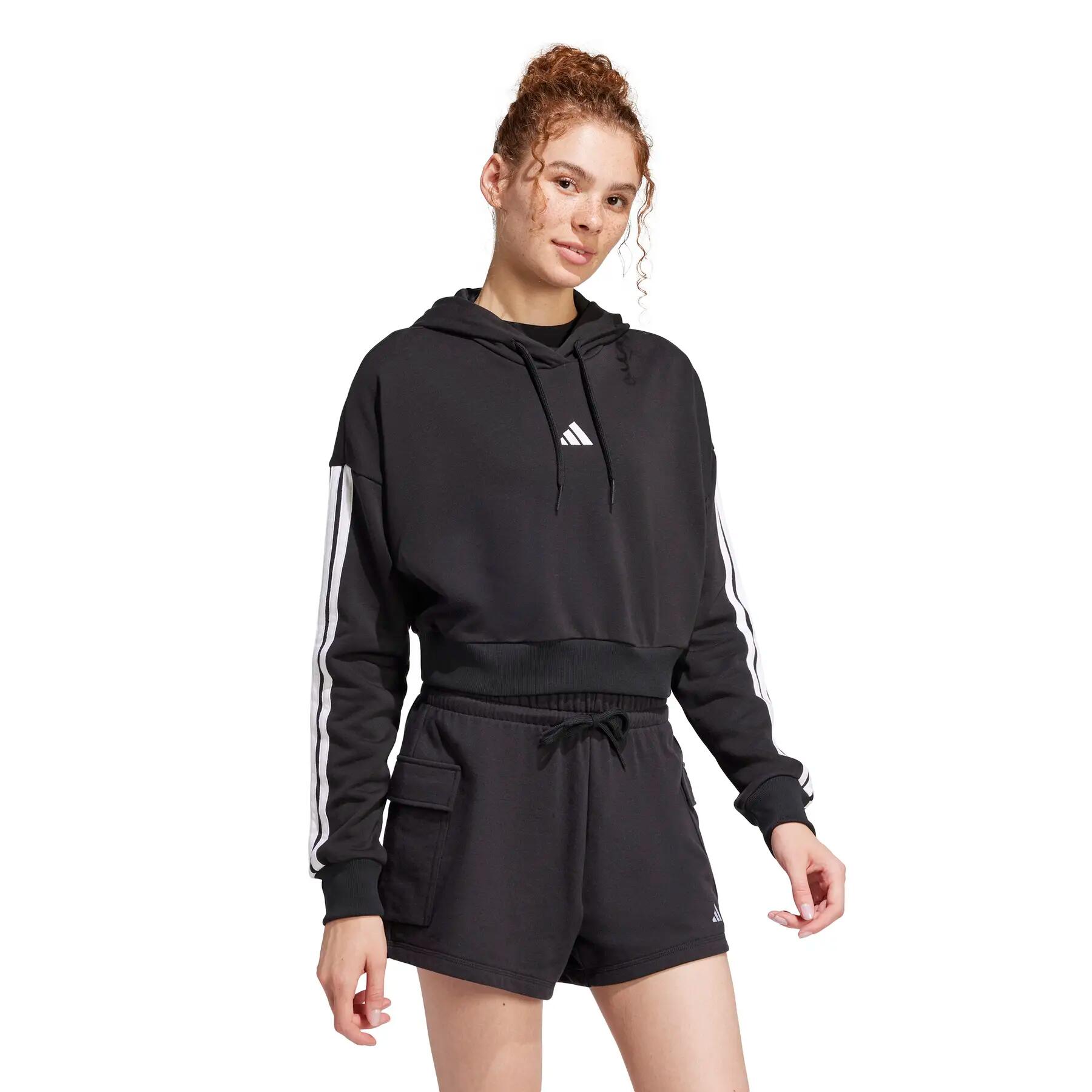 Sweatshirt à capuche court french terry femme adidas Essentials 3-Stripes 3/7