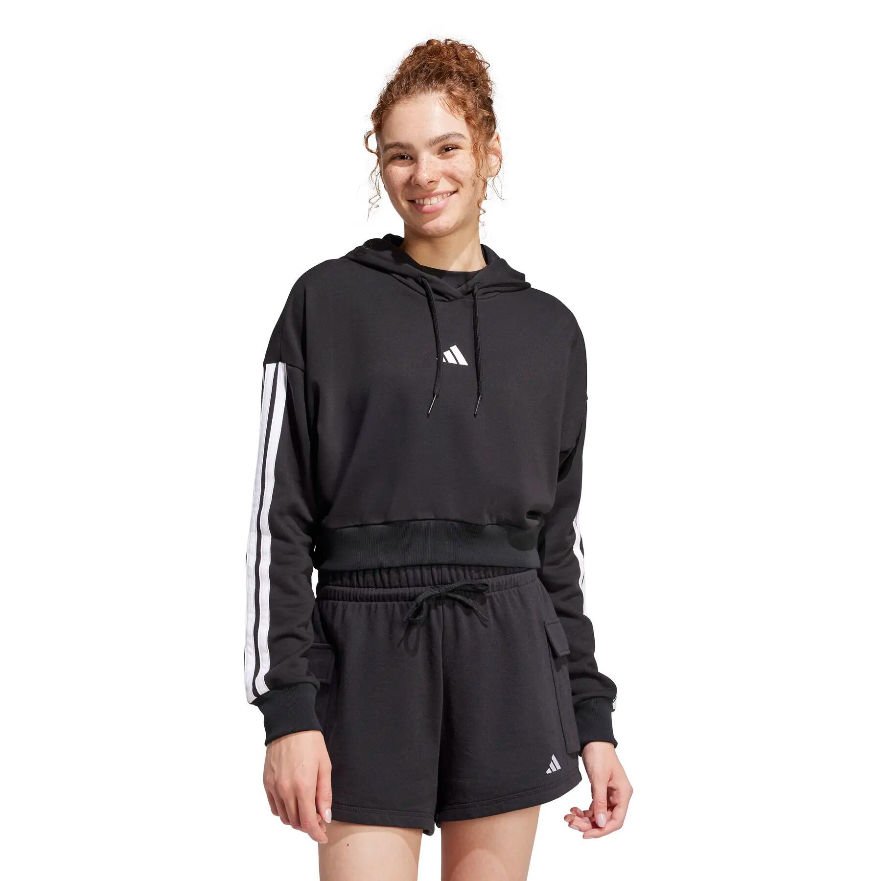 Sweatshirt à capuche court french terry femme adidas Essentials 3-Stripes 2/7