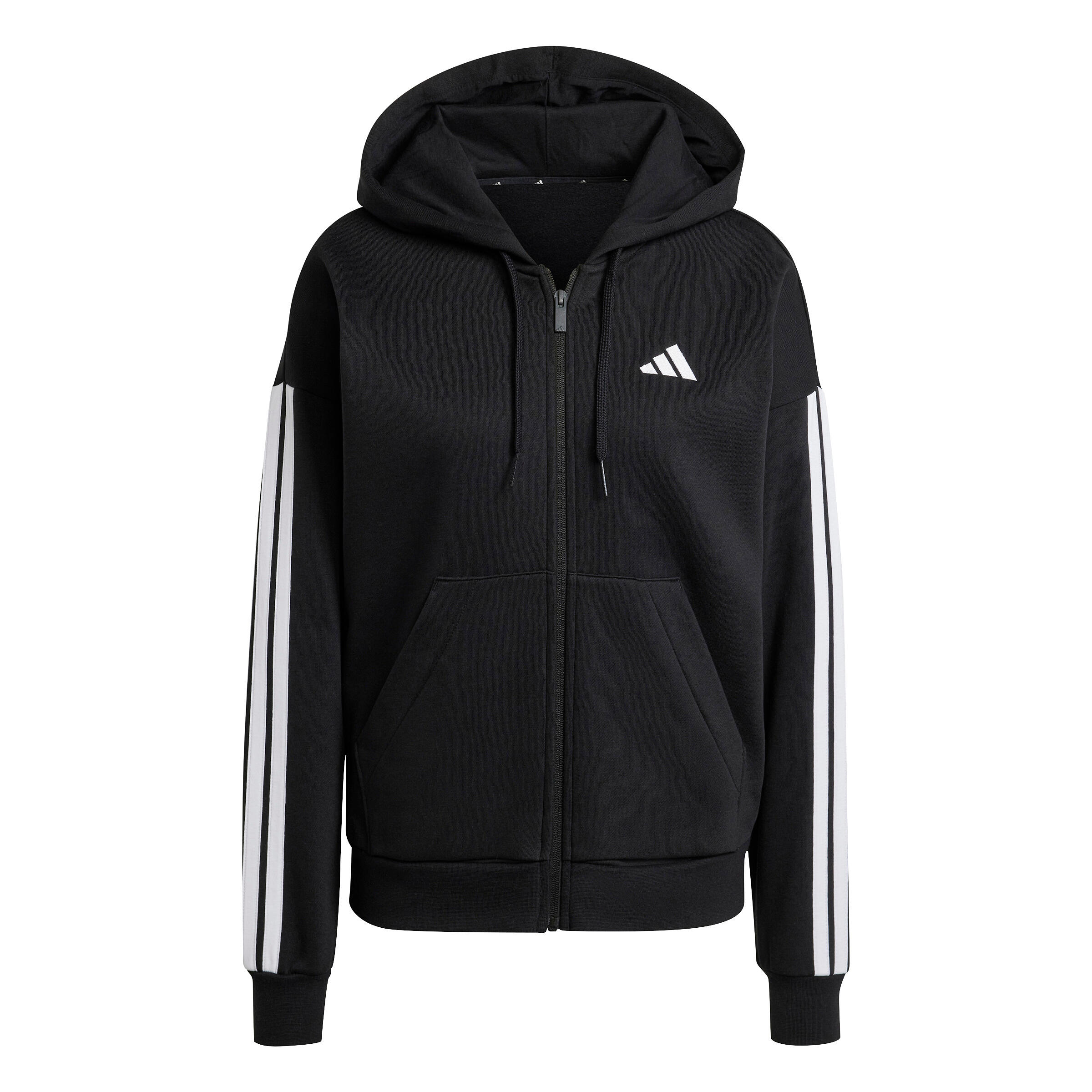 Sweatshirt com capuz zippado em polar para mulher adidas Essentials 3-Stripes 1/7