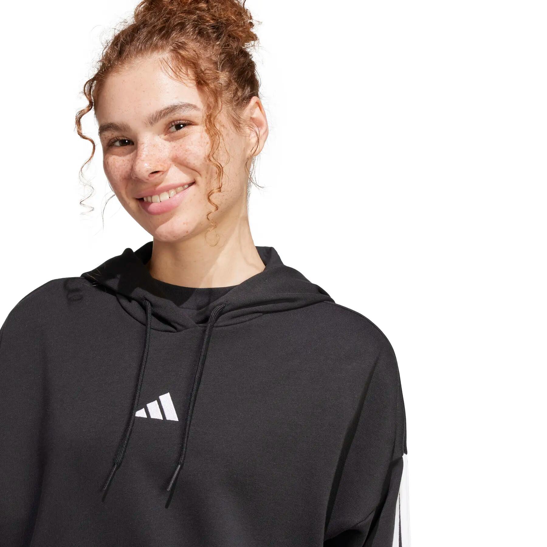 Sweatshirt à capuche court french terry femme adidas Essentials 3-Stripes 6/7