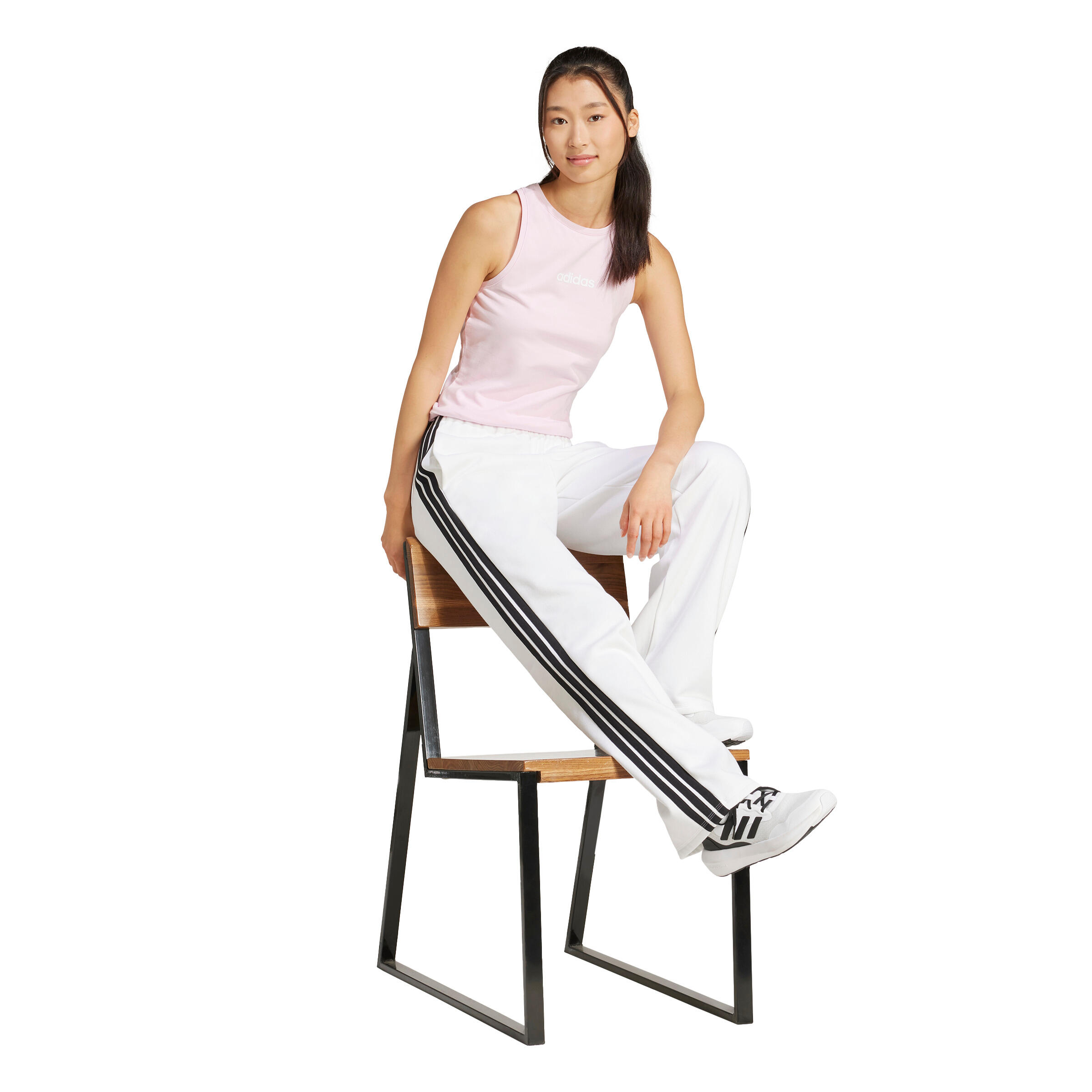 Slim fit katoenen tanktop voor vrouwen adidas Essentials Linear 3/6