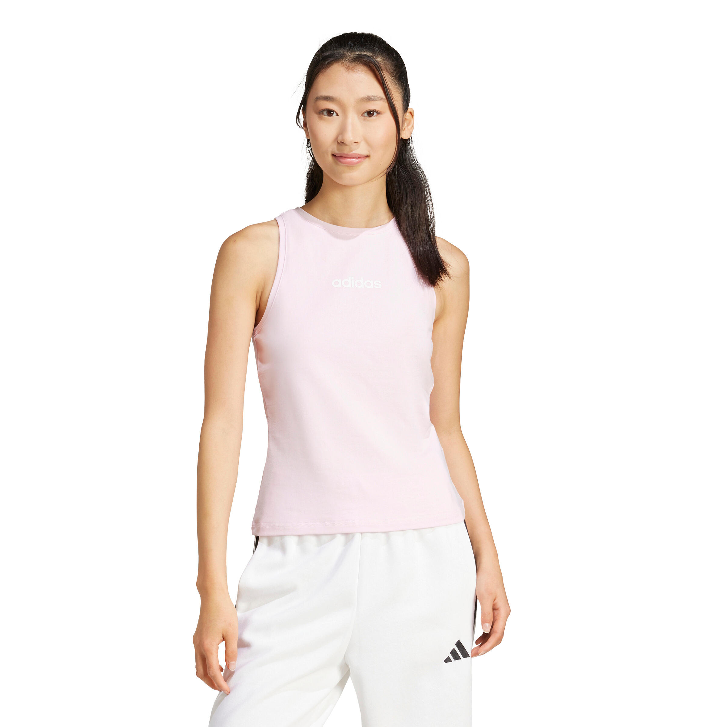 Slim fit katoenen tanktop voor vrouwen adidas Essentials Linear 2/6