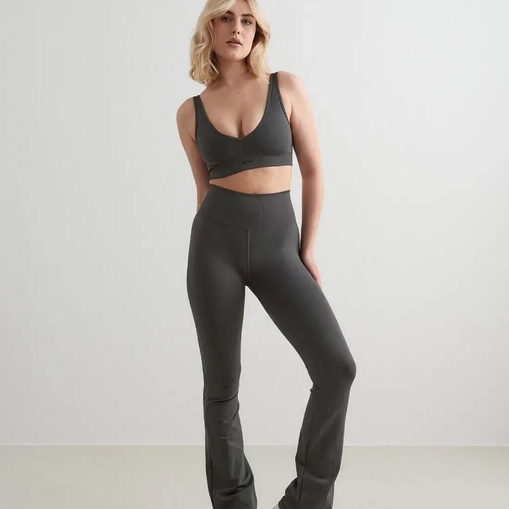 Women's Tights Flared-Leg High-Waisted Squat Proof Shape Seamless Shadow Grey