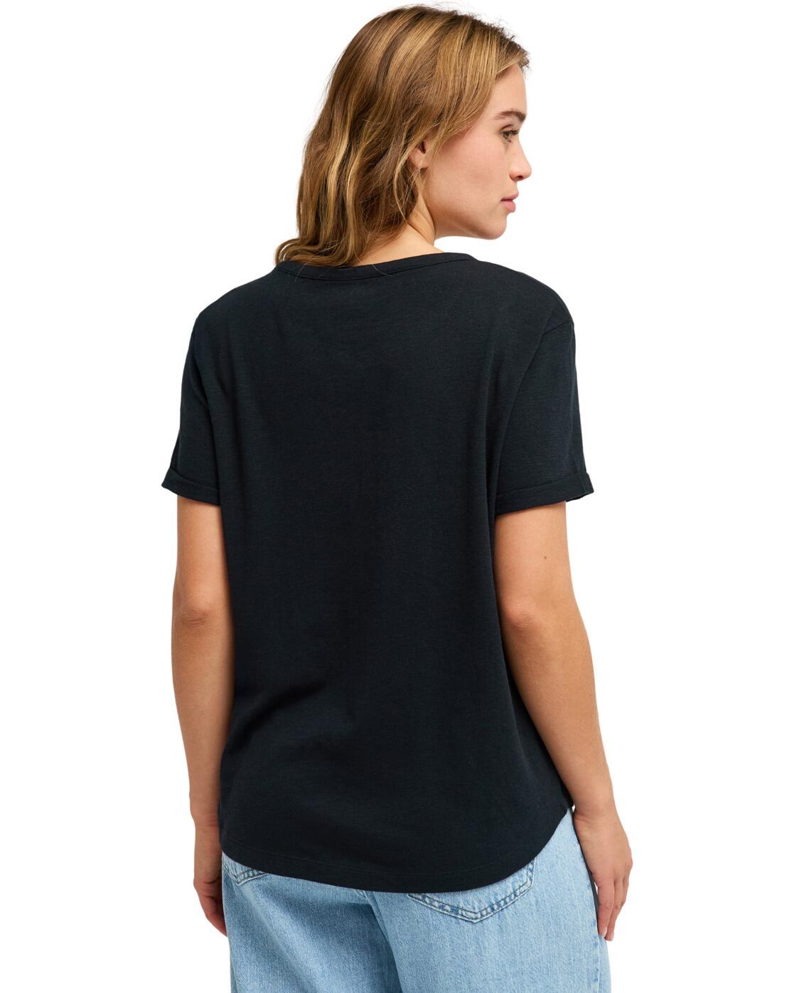 Camiseta de manga corta OCEANWAVE REGULAR SLUB Negro Mujer 2/4