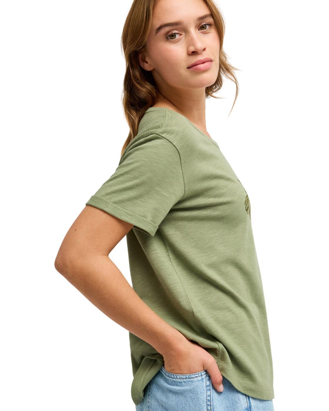 Camiseta de manga corta OCEANWAVE REGULAR SLUB Verde Mujer 3/4