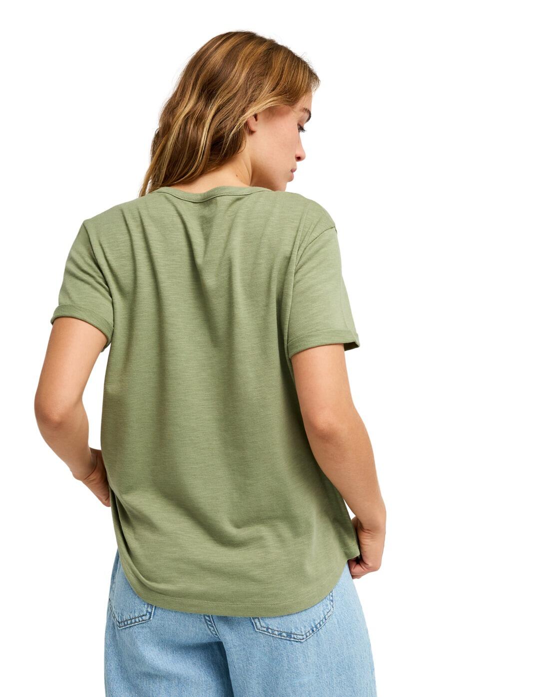 Camiseta de manga corta OCEANWAVE REGULAR SLUB Verde Mujer 2/4