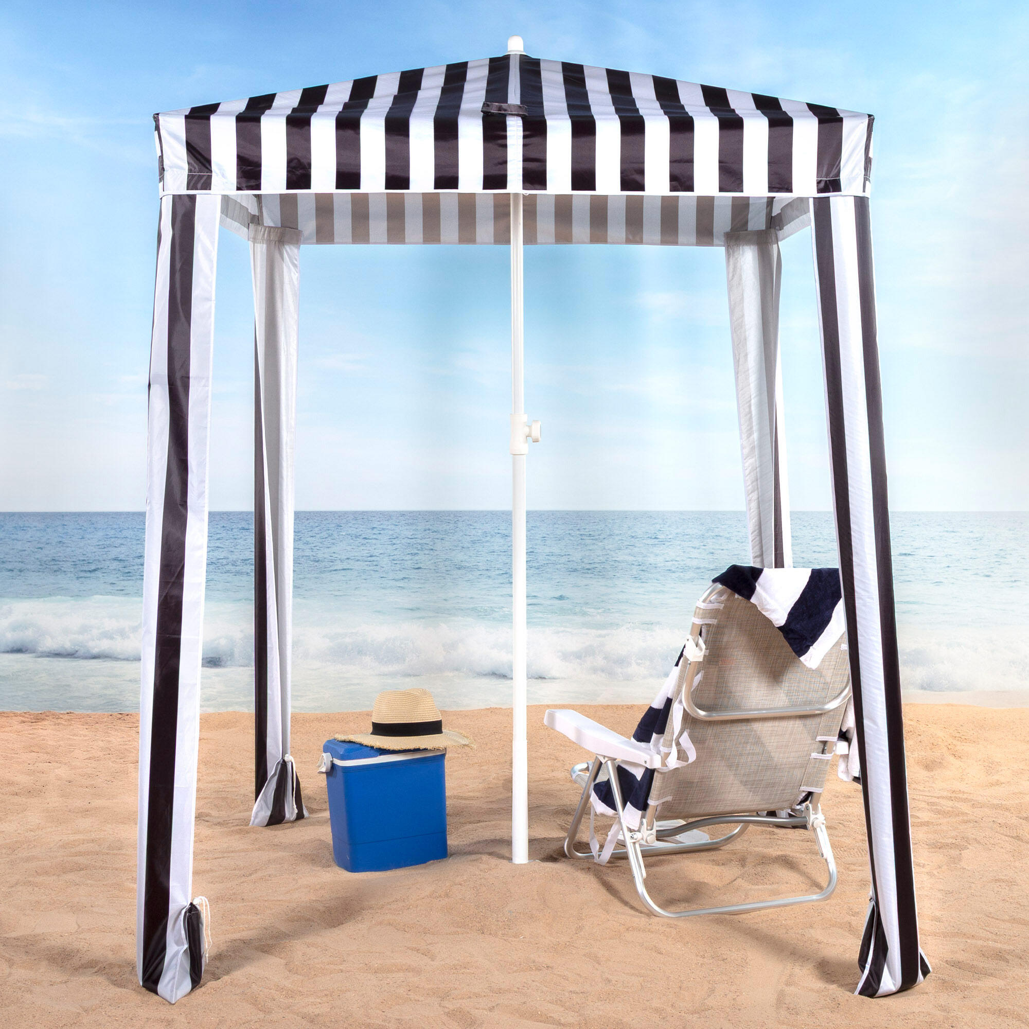 Sombrilla de playa convertible en carpa acero y poliéster UV50 con funda 2/7