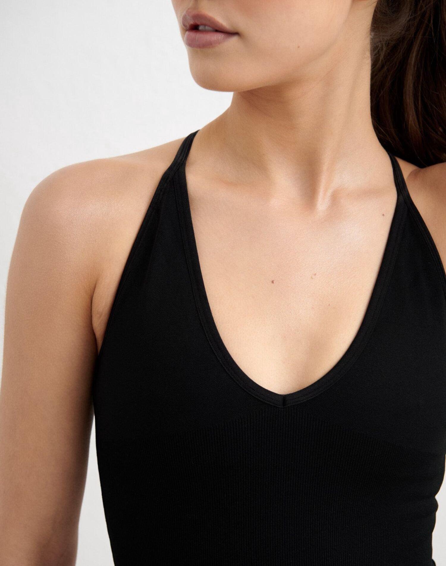 Black Shape Seamless Deep Cut Dress 5/7