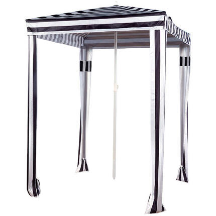 Aktive Parasol de plage convertible en tente 145 cm rayures noires et blanches