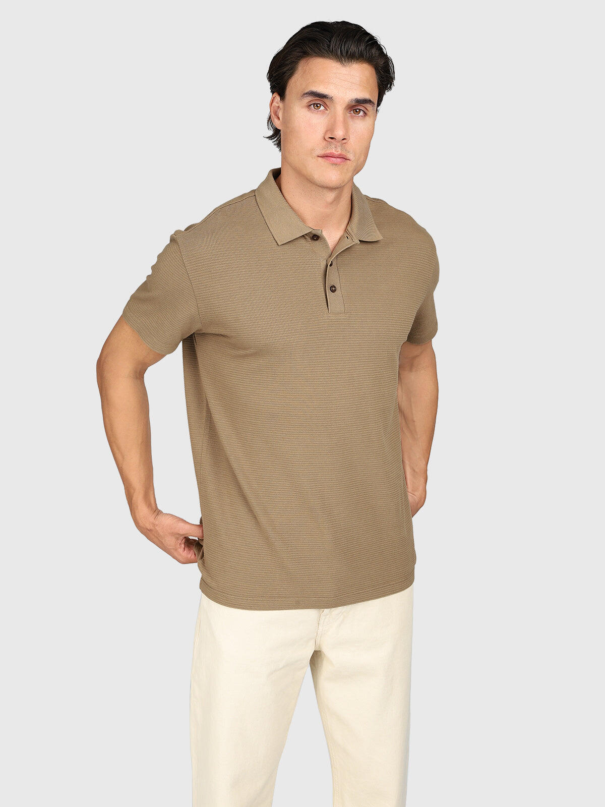 Domo Heren Polo met korte mouwen Mode Lichtgewicht Regular Fit Shitake 4/7