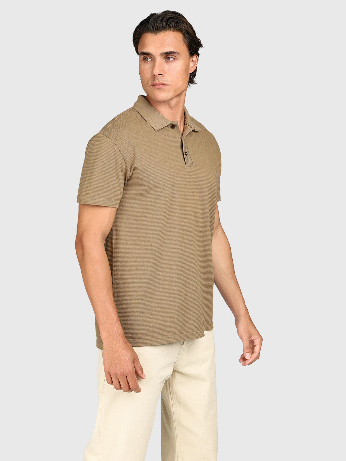 Domo Heren Polo met korte mouwen Mode Lichtgewicht Regular Fit Shitake 6/7