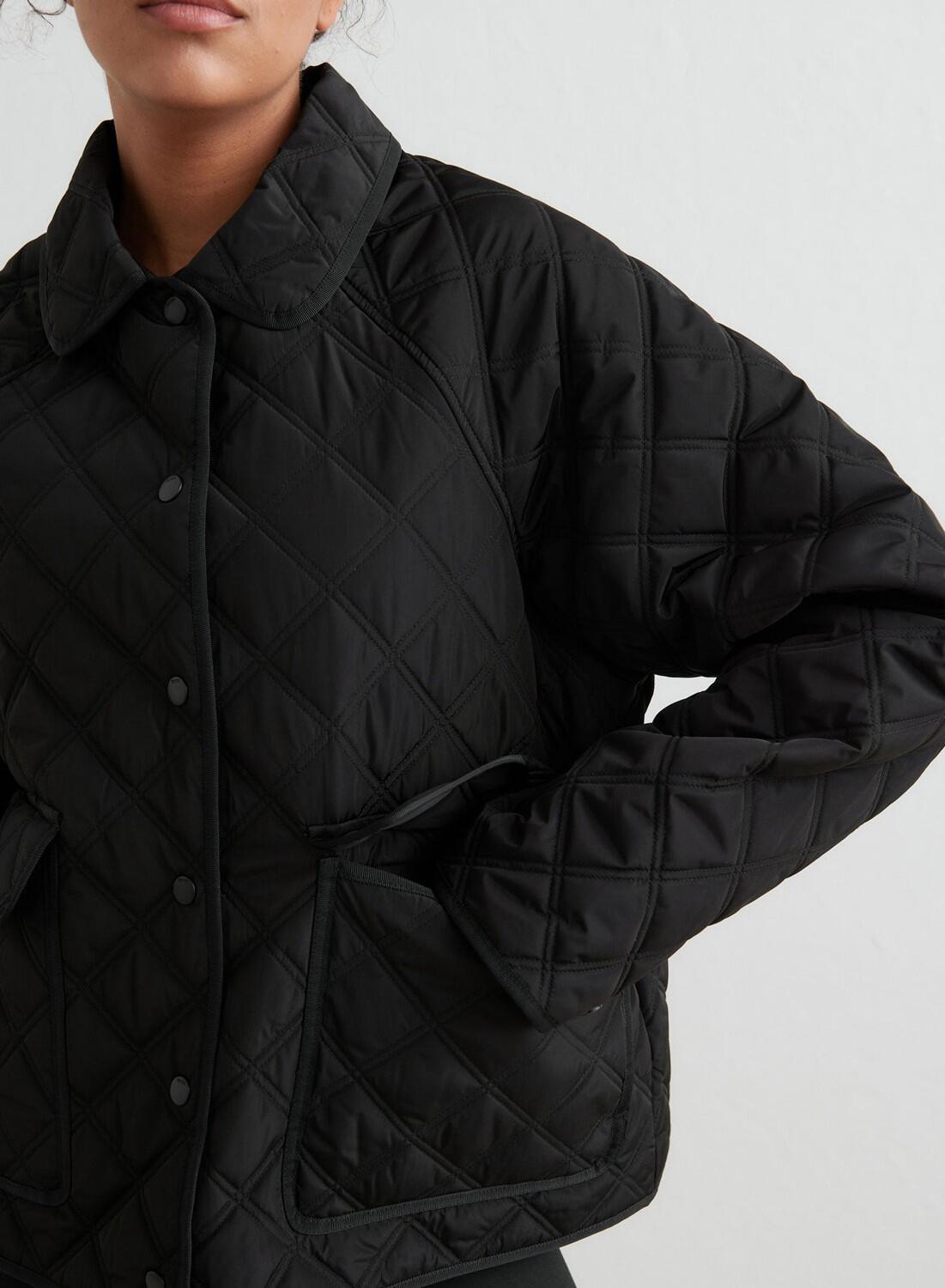 Damen Jacke Gesteppt Wasserabweisend Kastige Passform Femme Schwarz 2/7