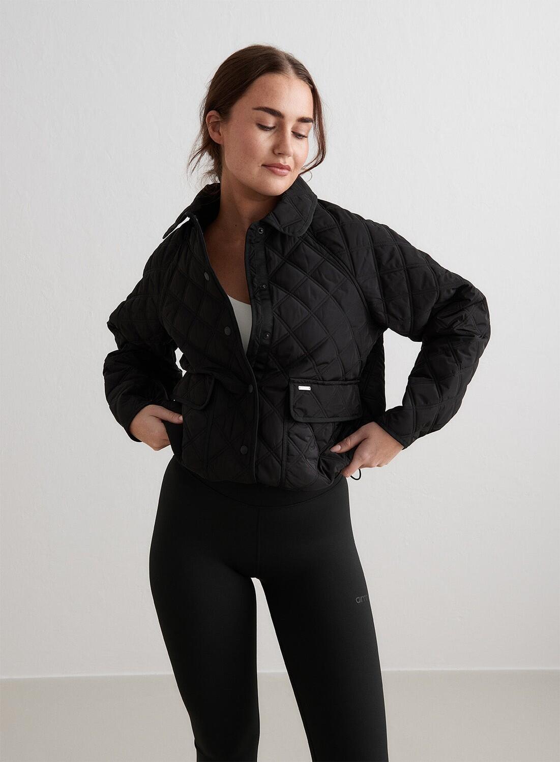 Damen Jacke Gesteppt Wasserabweisend Kastige Passform Femme Schwarz 7/7