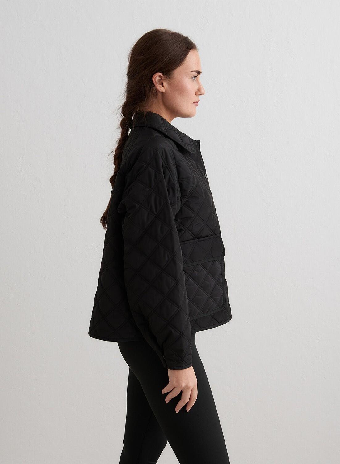 Damen Jacke Gesteppt Wasserabweisend Kastige Passform Femme Schwarz 6/7
