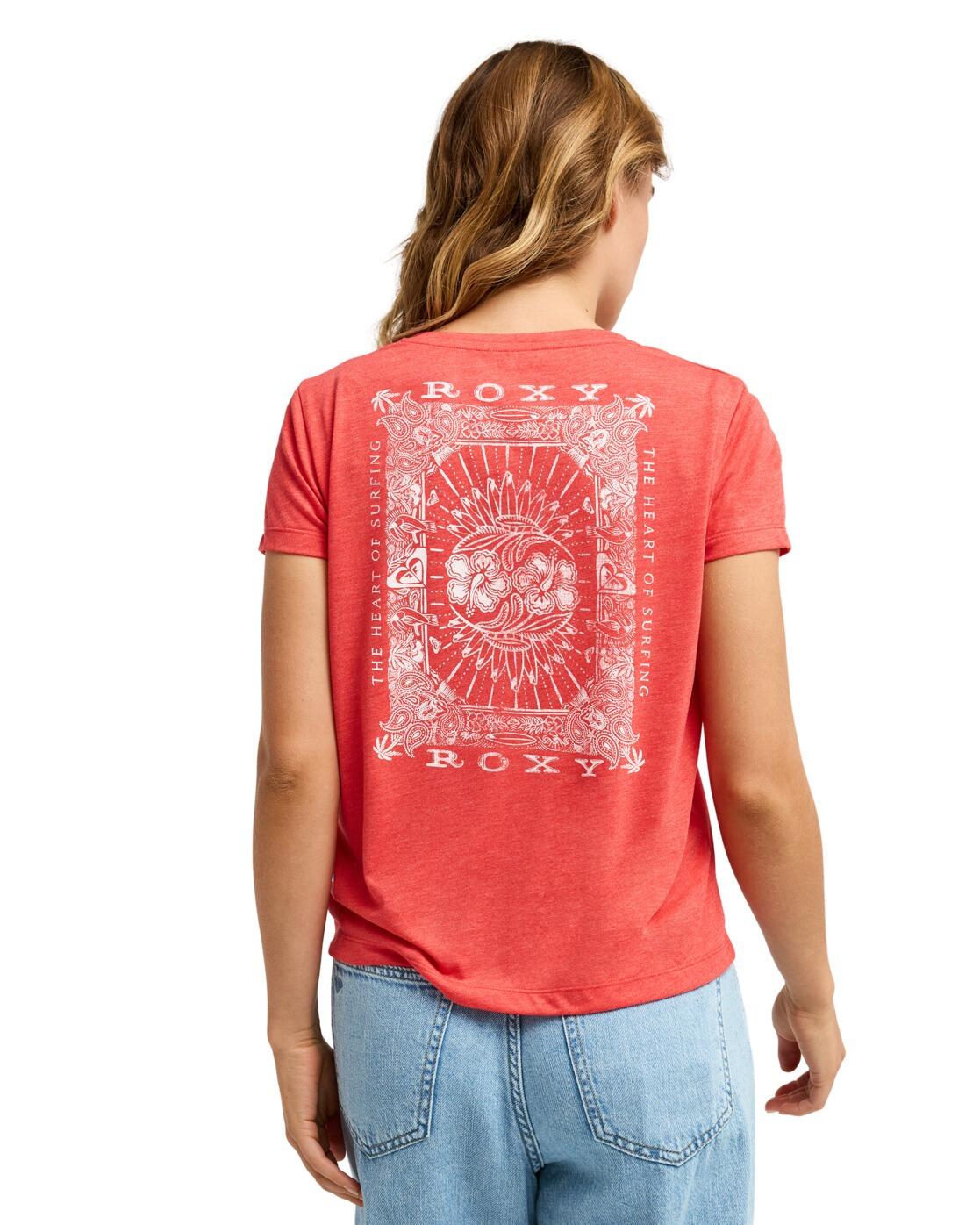 T-Shirt manches courtes LAGUNA GREEN V NECK Rouge Femme 2/4
