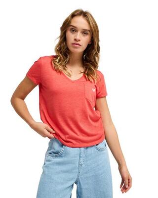 T-shirt laguna green v neck rot dames