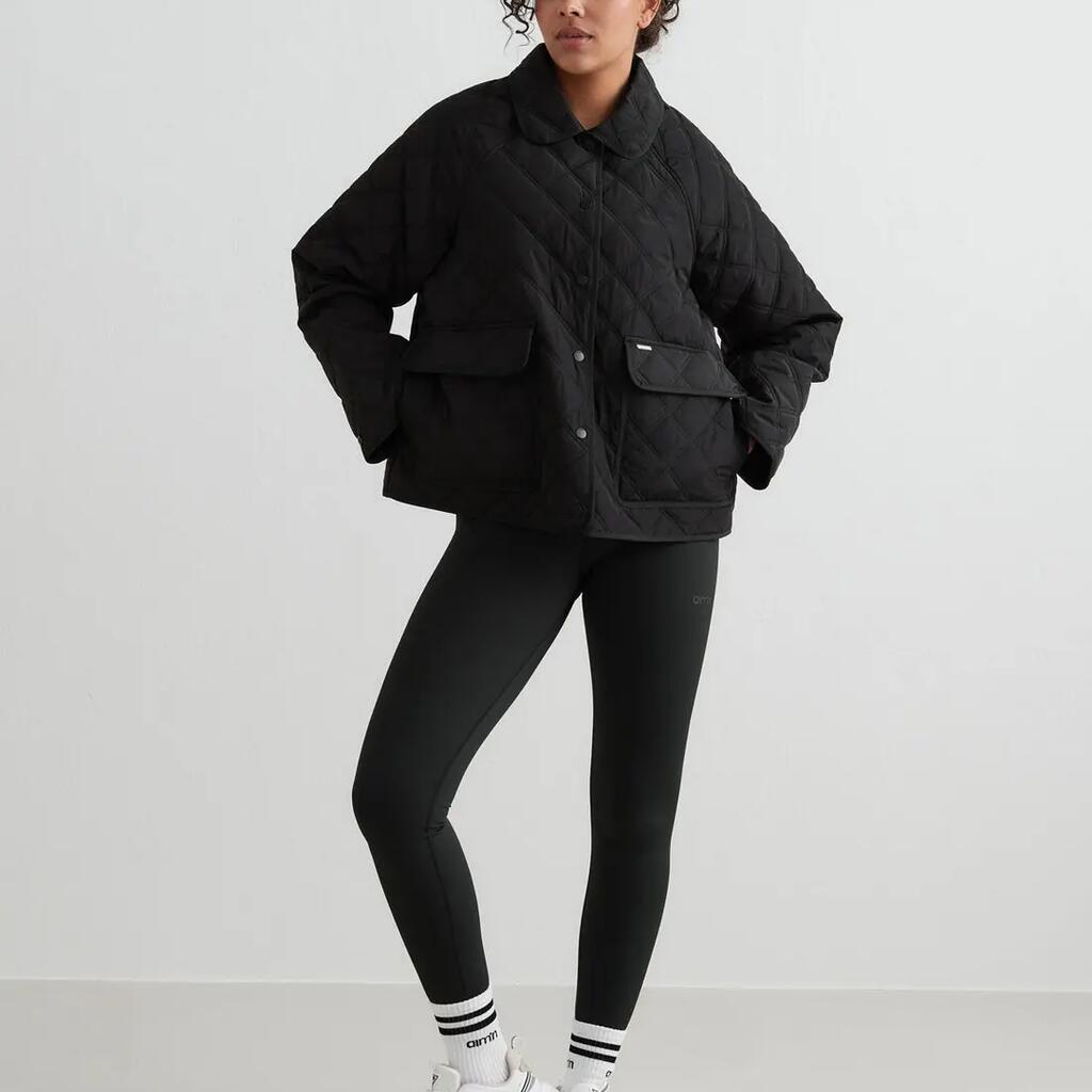 Women's Jacket Quilted Water-Repellent Boxy Fit Femme Black