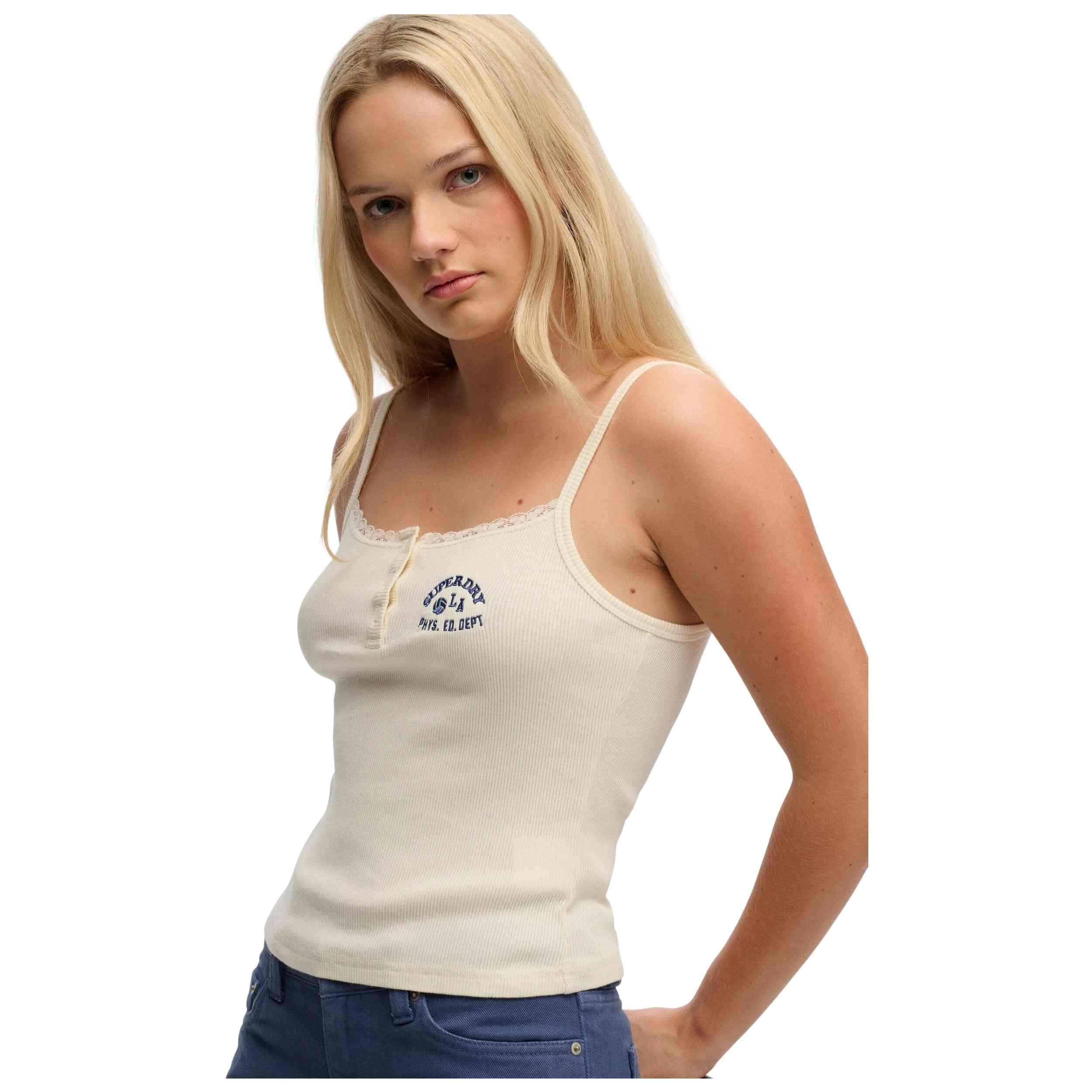 Camiseta de tirantes Superdry modelo ATHLETIC EMBROIDER BUTTON CAMI para mujer 5/5