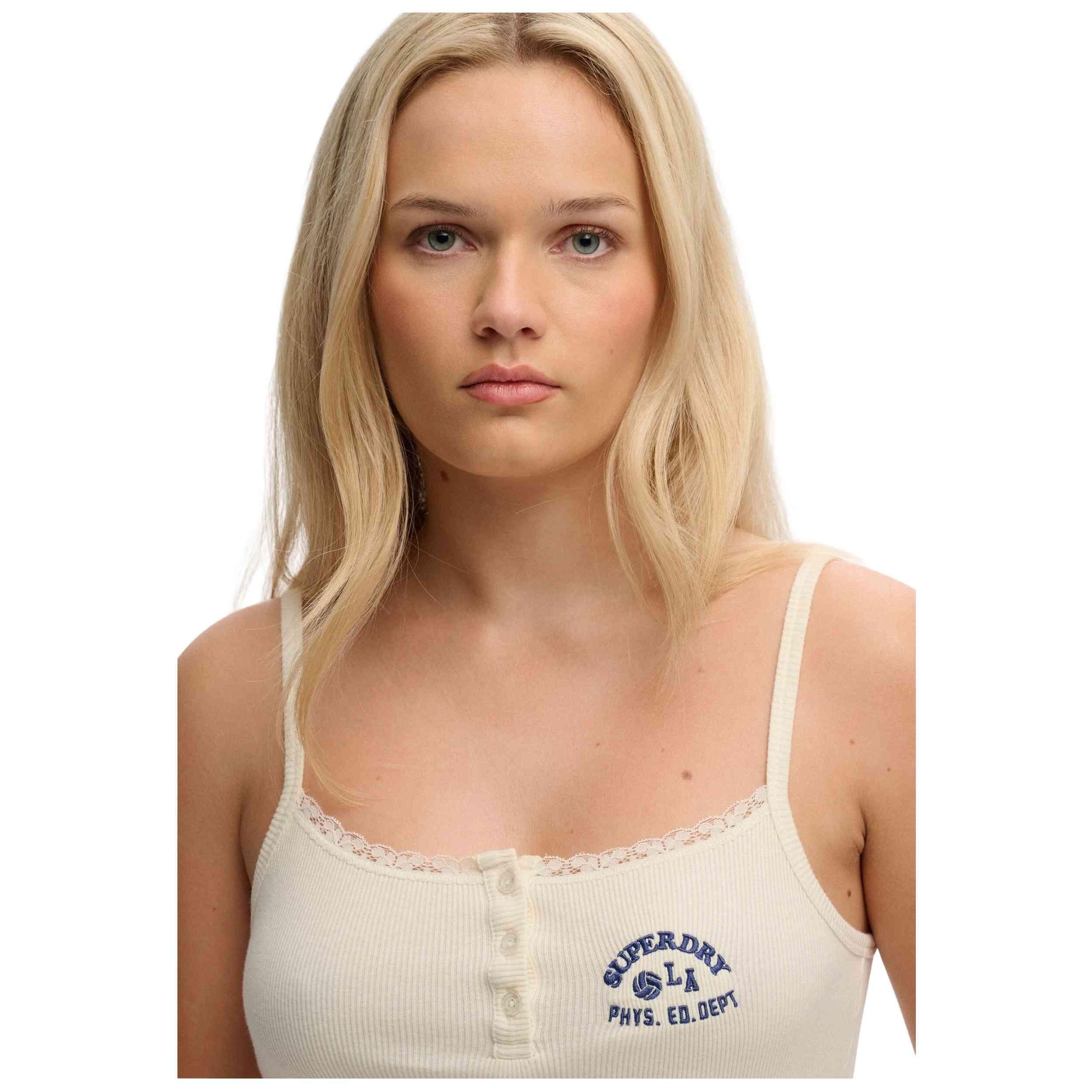 Camiseta de tirantes Superdry modelo ATHLETIC EMBROIDER BUTTON CAMI para mujer 4/5