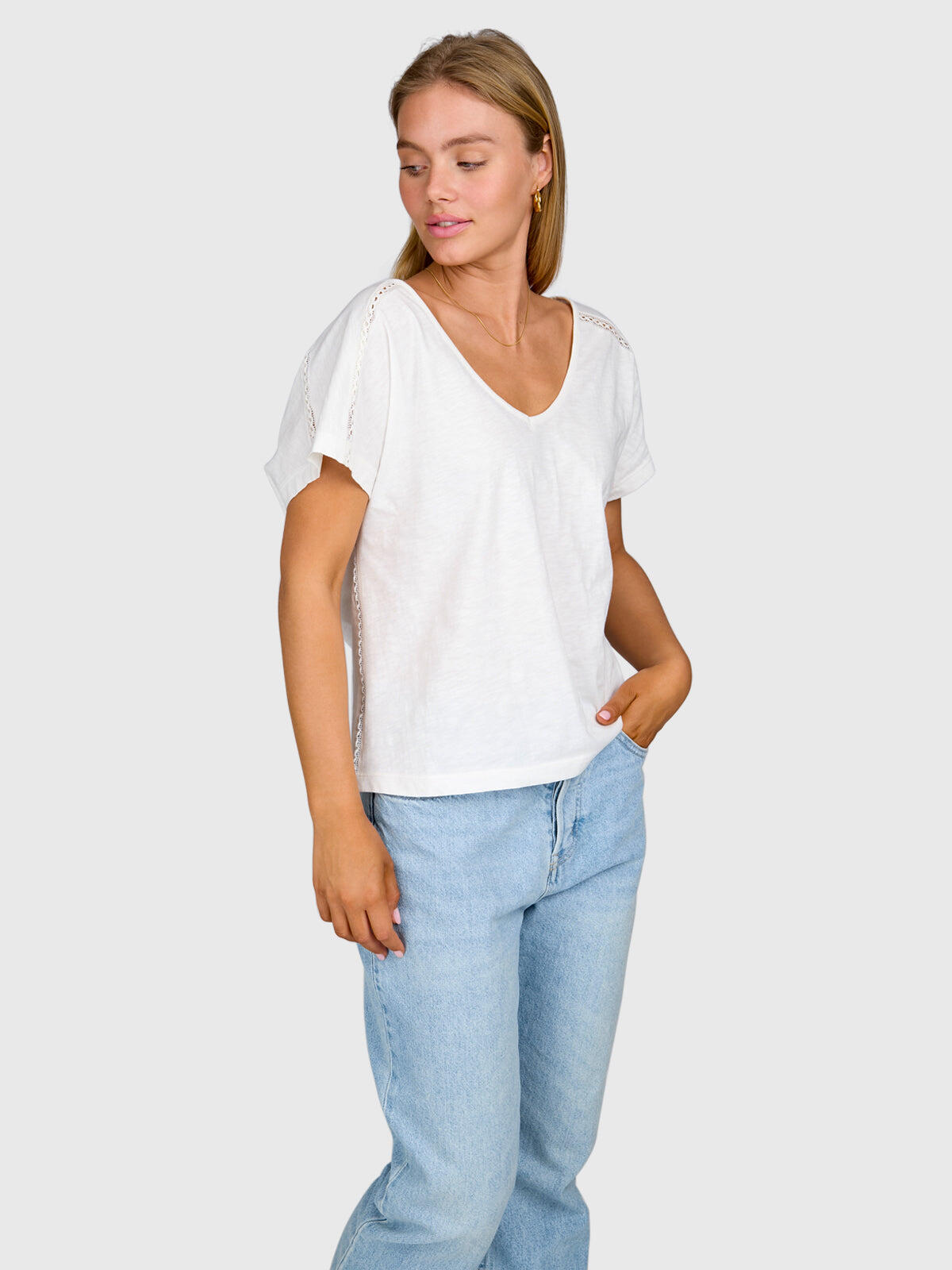 Duya Damen T-Shirt Mode Bequeme Passform Snow 5/6