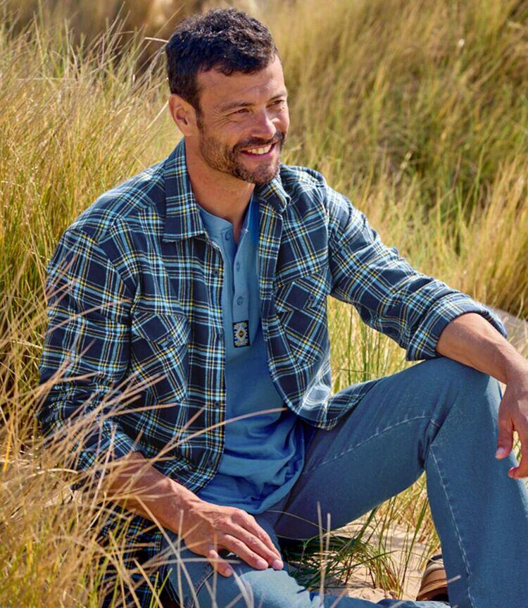 Chemise Flanelle à Carreaux Marine  3/5