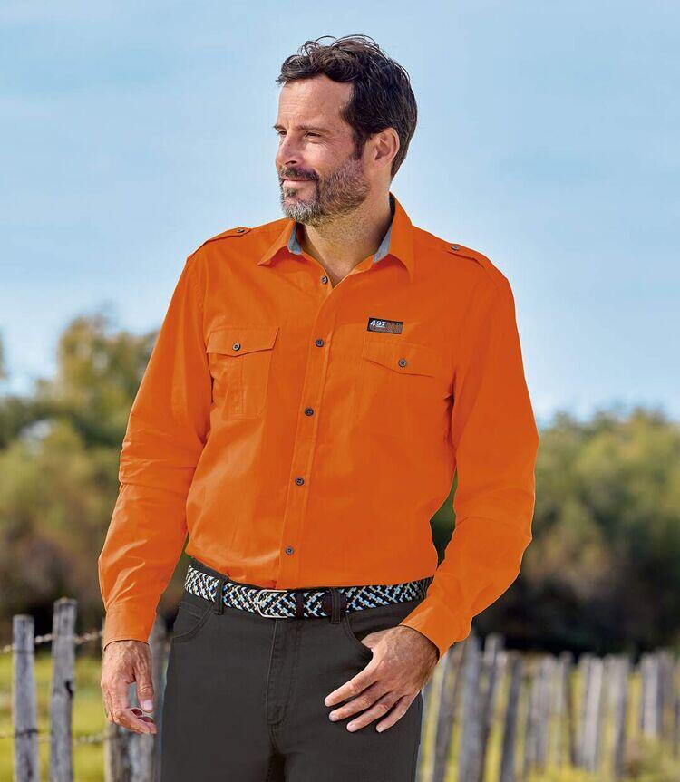 Chemise Pilote en Popeline Jaune 3/4