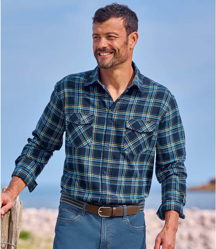 Chemise Flanelle à Carreaux Marine  2/5