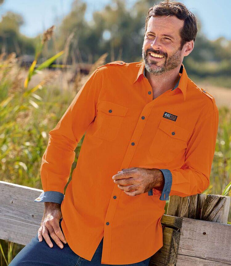Chemise Pilote en Popeline Jaune 2/4
