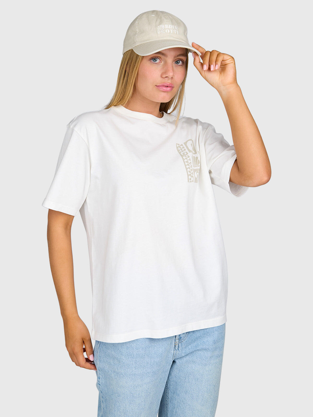 Zennanda Dames T-shirt Mode Relaxed Fit Crewneck Snow 5/6
