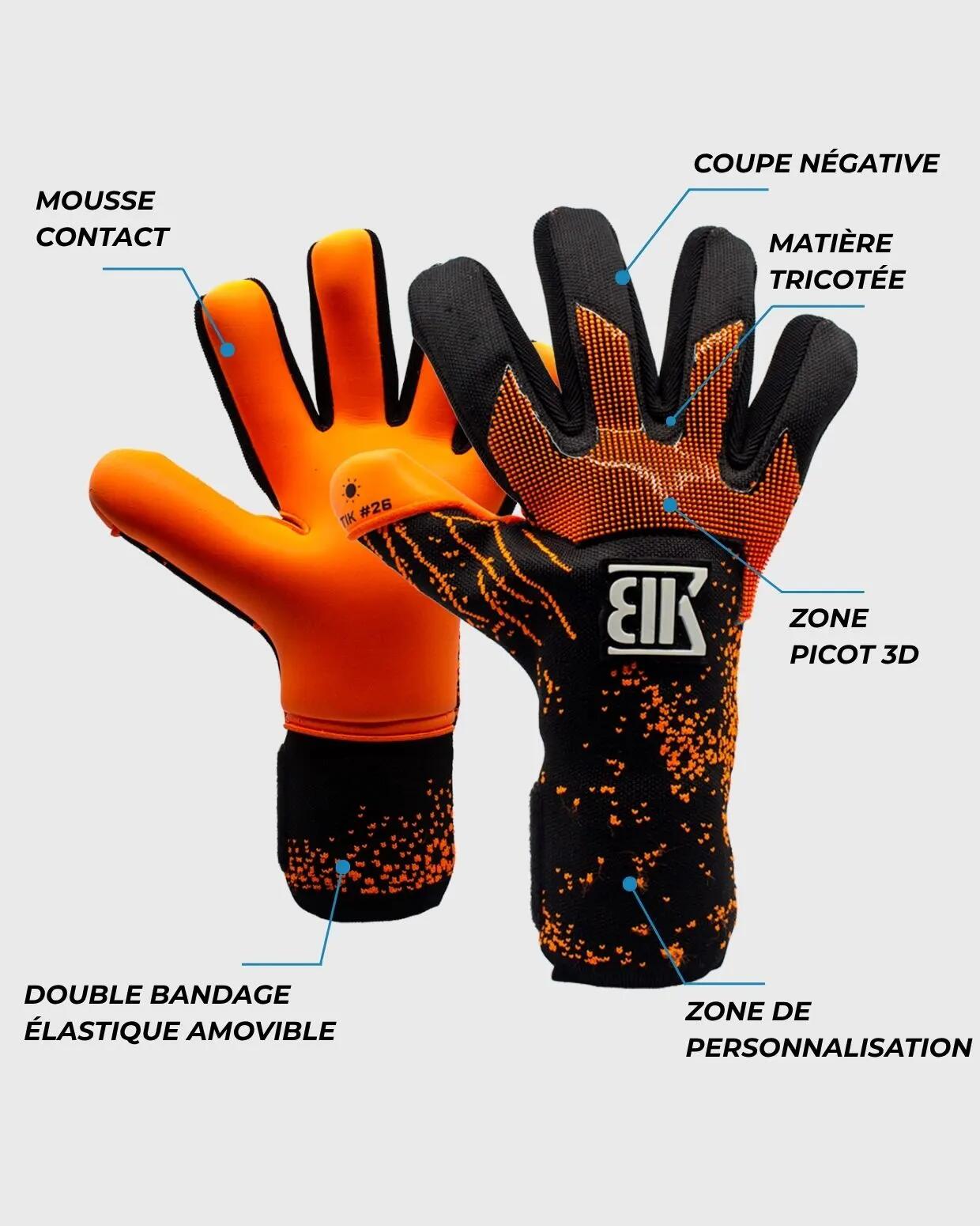 Luvas de goleiro Atik nº 26 laranja para adultos 5/7