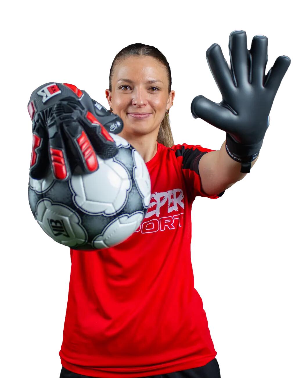 Luvas de goleiro Hive para adultos nº 26 vermelhas 3/7