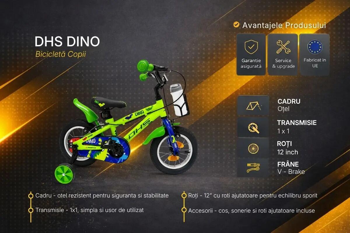 DHS Dino kinderfiets - 12 inch, groen 5/6