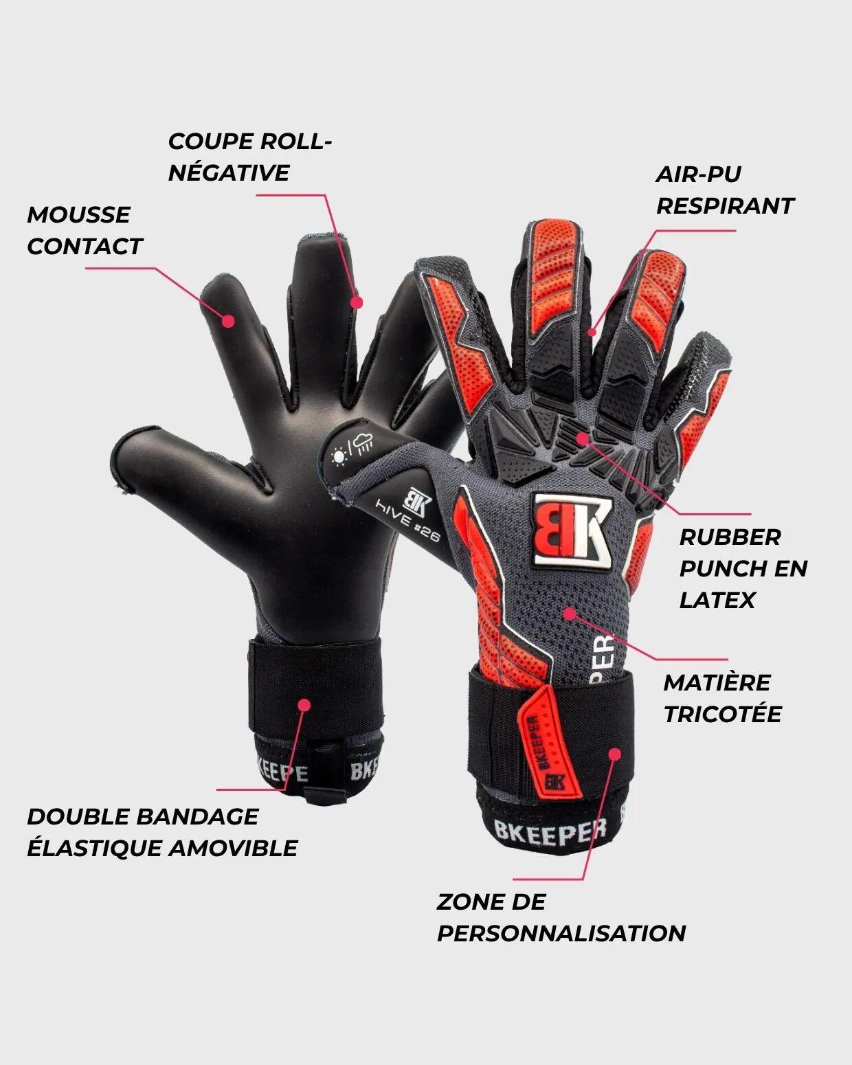 Luvas de goleiro Hive para adultos nº 26 vermelhas 5/7