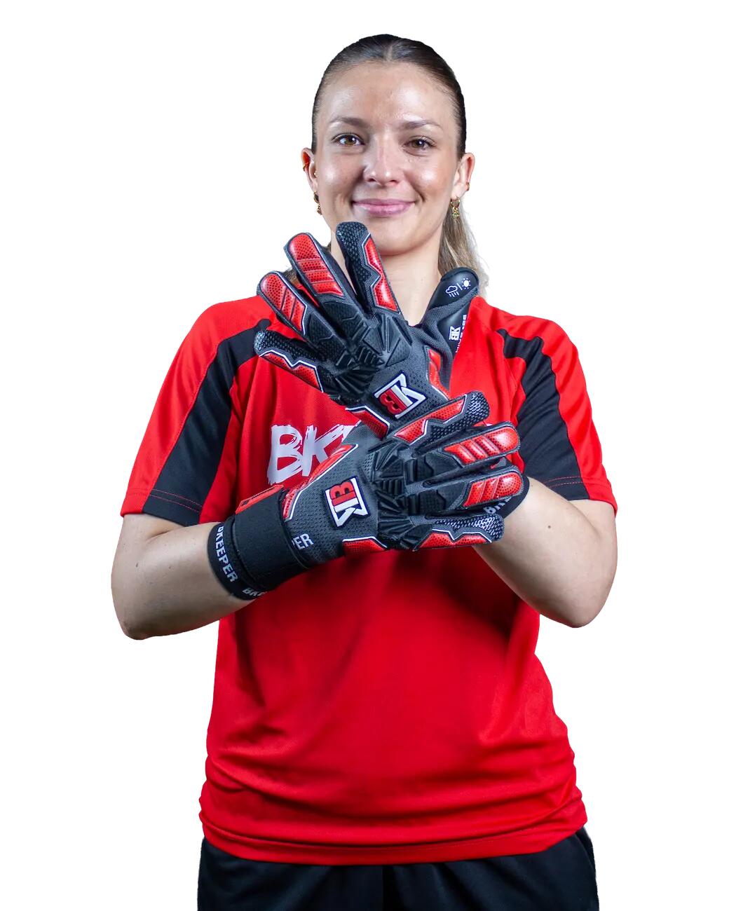 Luvas de goleiro Hive para adultos nº 26 vermelhas 6/7