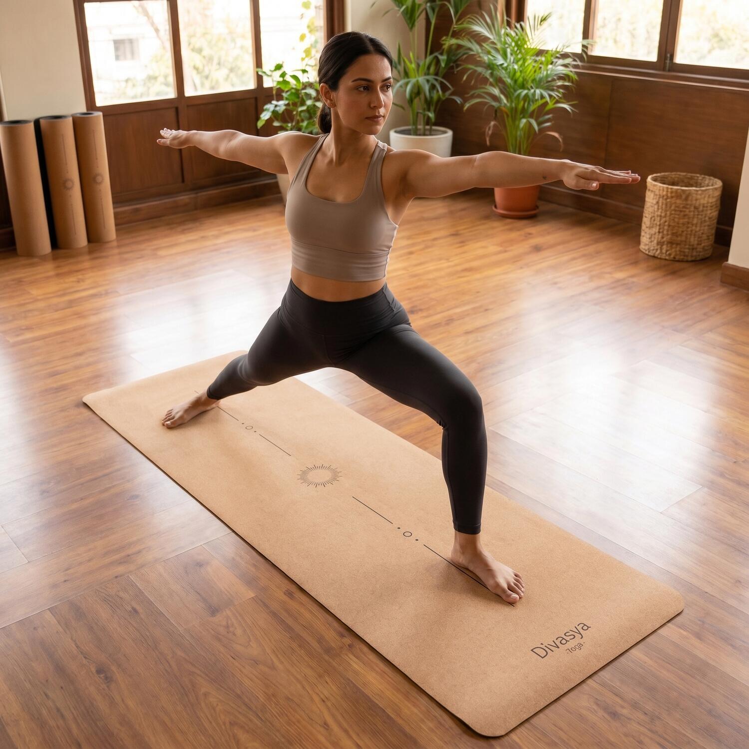Esterilla de yoga de corcho | antideslizante y ligera | 4 diseños de yoga 2/7