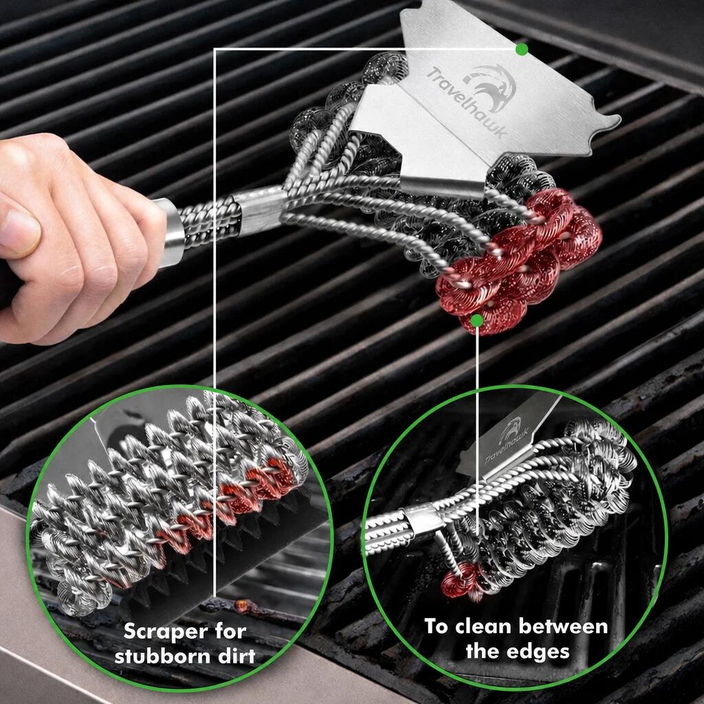 Szczotka do grilla ze stali nierdzewnej Ergonomiczna szczotka do grilla 6/6
