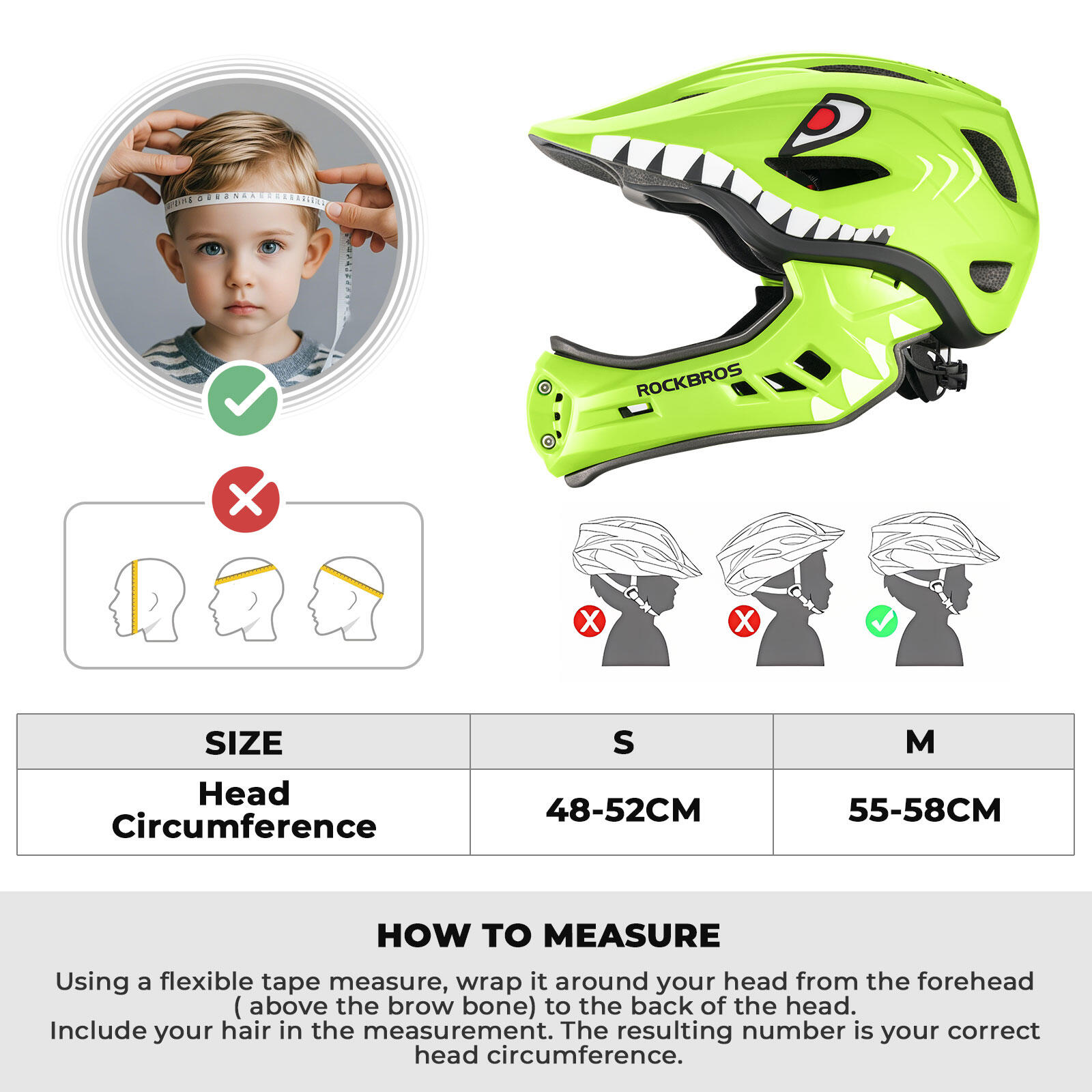 ROCKBROS Fahrradhelm für kinder mit Abnehmbarem Kinnschutz 6/6
