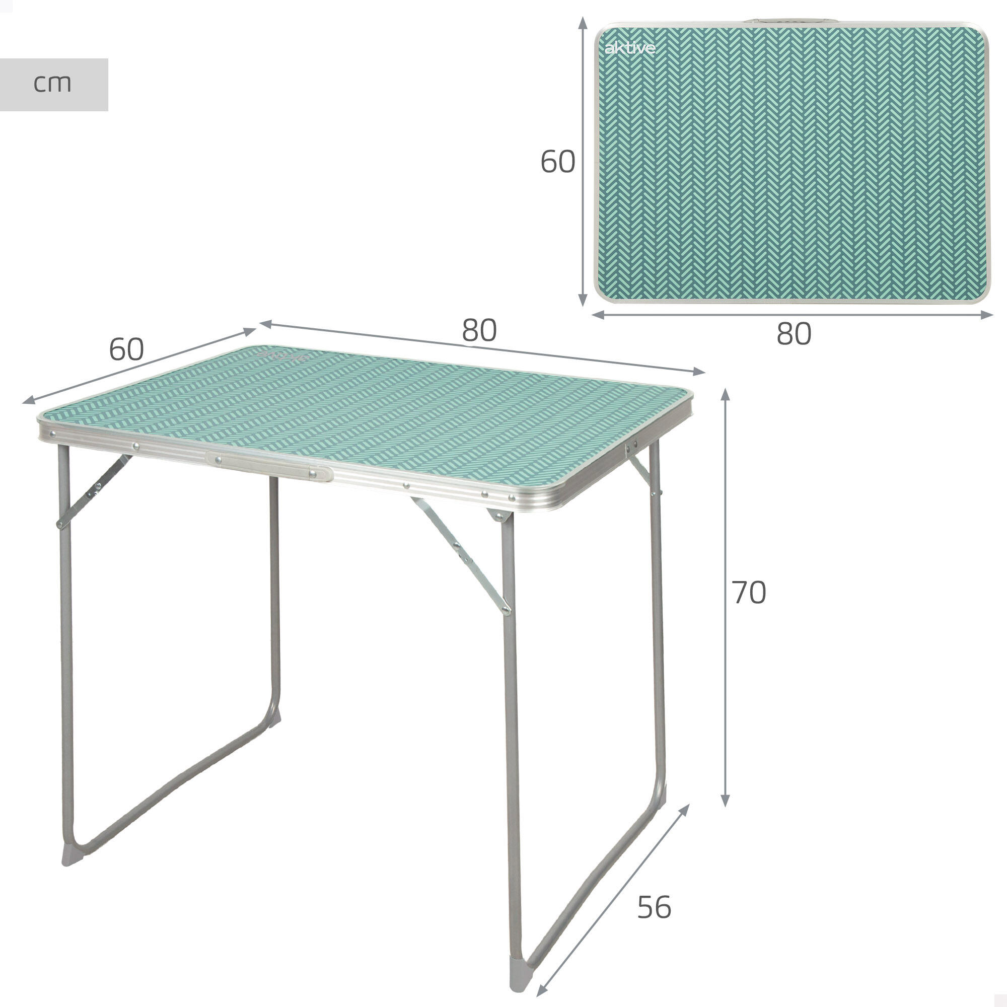 Mesa alta plegable, 80x60x70 cm, menta, de aluminio, soporta 30 kg 4/7