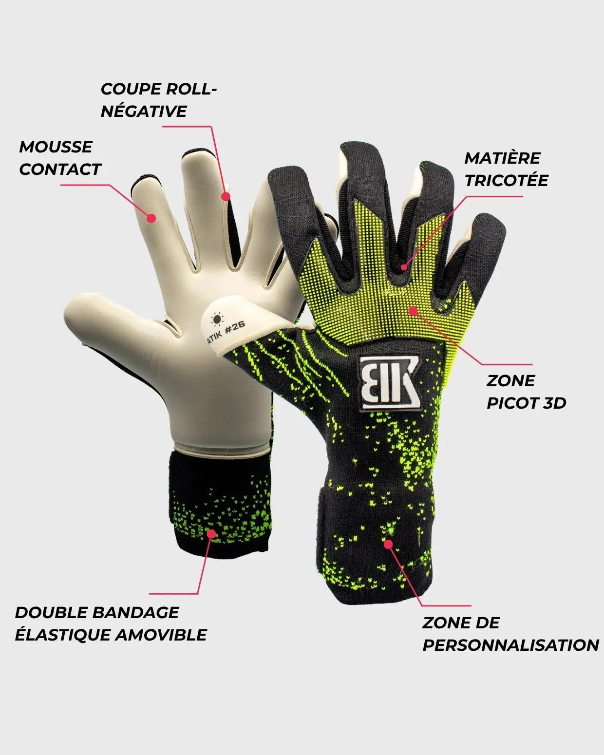 Luvas de goleiro Atik nº 26 amarelas para adultos 5/8