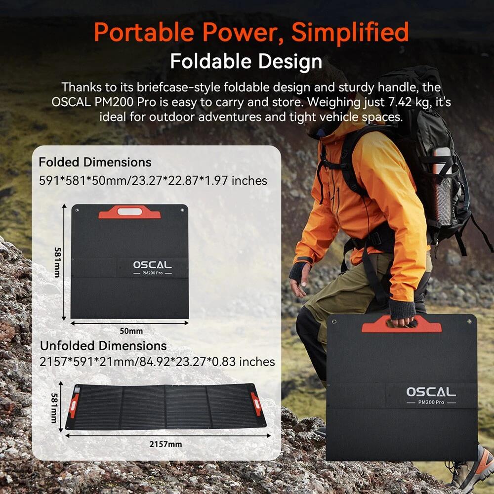 Oscal PM200 Pro Opvouwbaar zonnepaneel - 200W 3/7