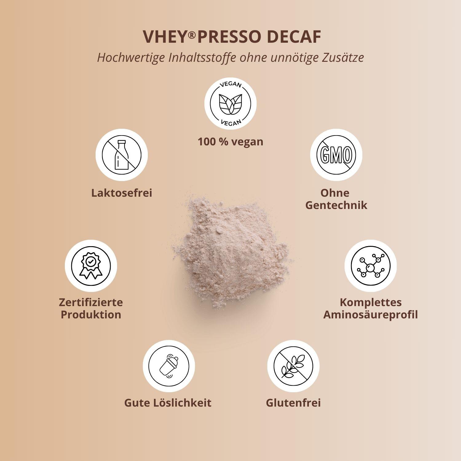 Proteinkaffee VHEYpresso entkoffeiniert - Protein Iced Coffee Vanilla 800g 3/5