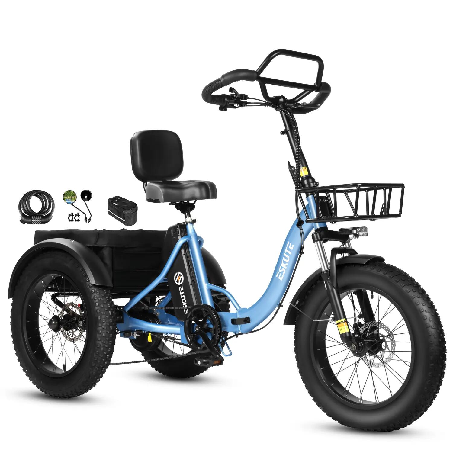 ESKUTE T302 Pro  Bicicletta Elettrica 250W 48V 20.8Ah 20"  Accessori Blu 5/5