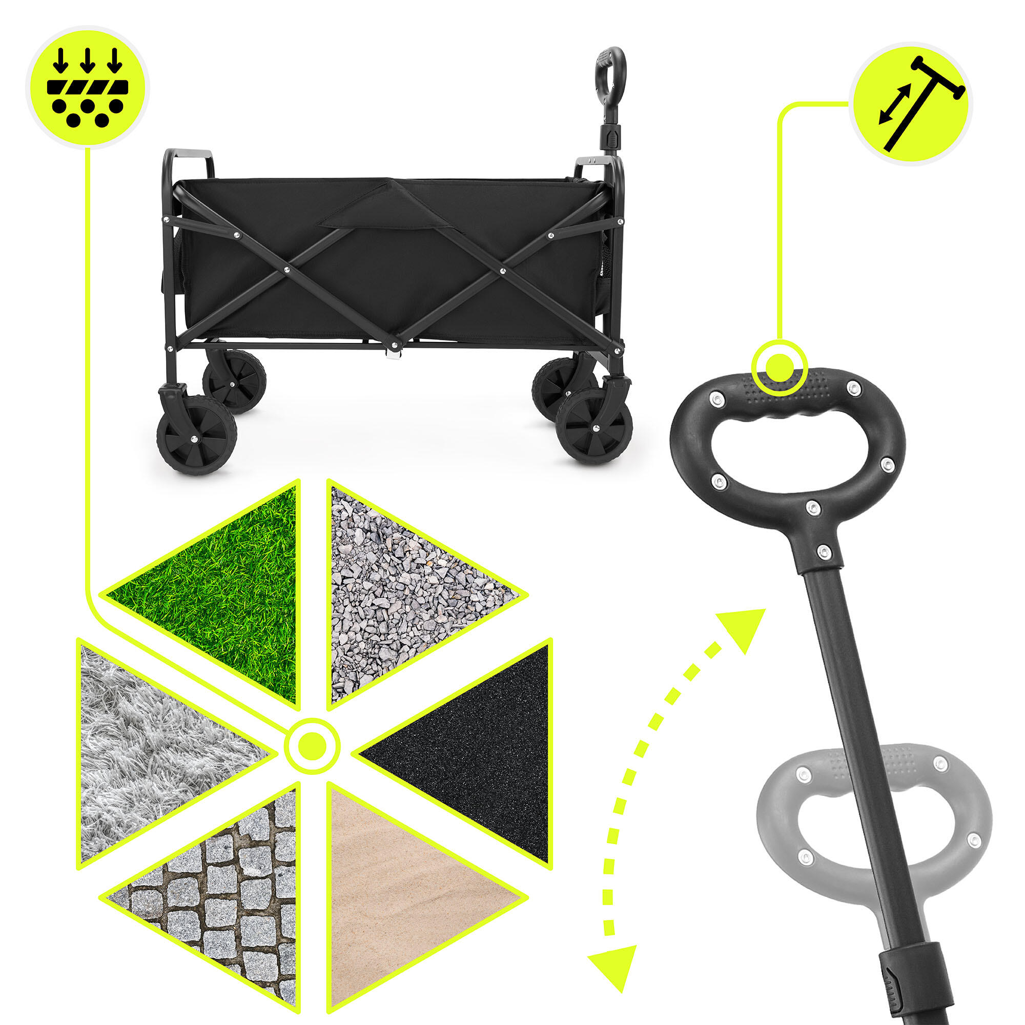 Carrito de Transporte Plegable Playa Jardín Camping 80L Oxford Tejido Máx 80kg 5/7